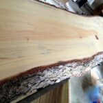 live edge table plank example of close up design woodgrain texture and preparation work