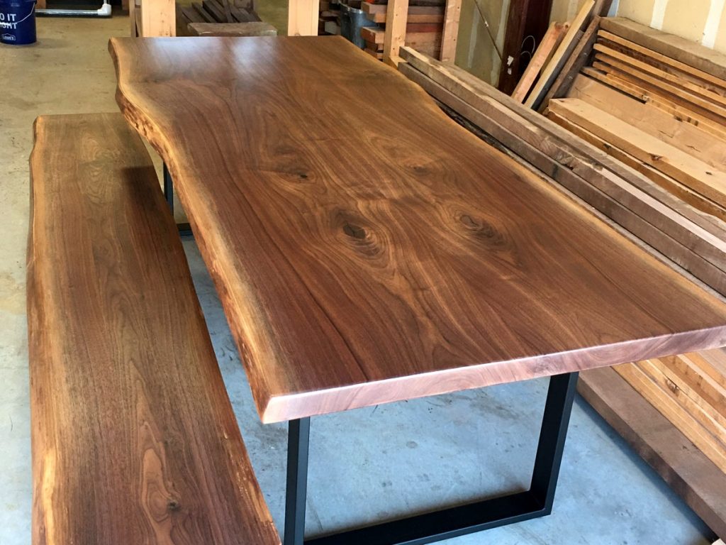 Jigsaw Puzzle Table With Custom Walnut Live Edge. Solid Wood
