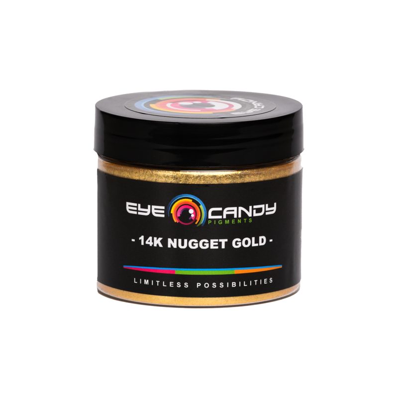 Eye Candy Mica Powder Pigment for epoxy resin in 14k Nugget Gold. (4oz container)