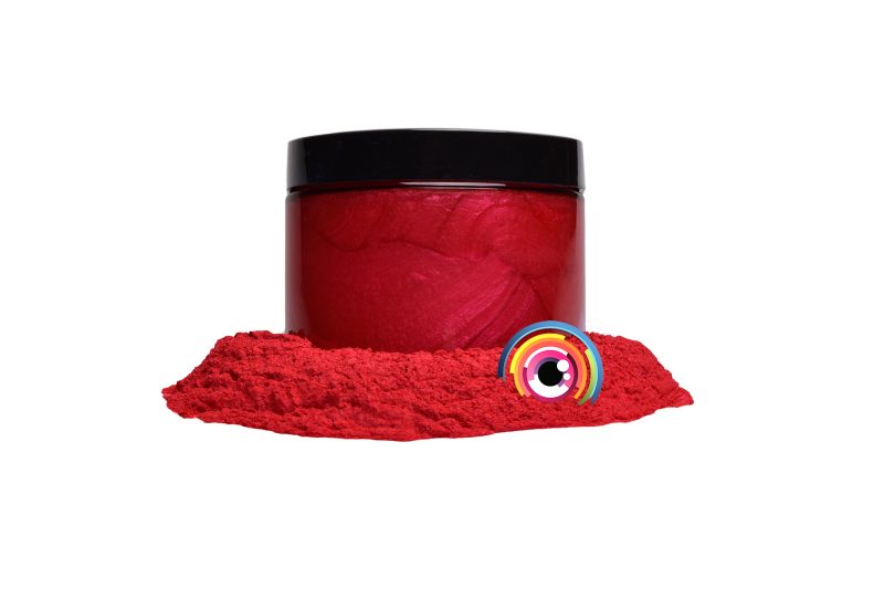 Eye Candy Mica Powder Pigment for epoxy resin in Baku red. (4oz container resin example)