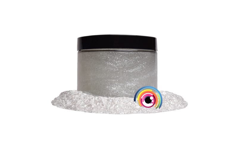 Eye Candy Mica Powder Pigment for epoxy resin in Icicle. (4oz container resin example)