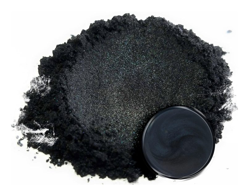 Eye Candy Mica Powder Pigment swirl chip for epoxy resin in Ninja Black.