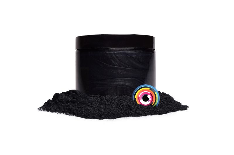 Eye Candy Mica Powder Pigment for epoxy resin in Ninja Black. (4oz container resin example)
