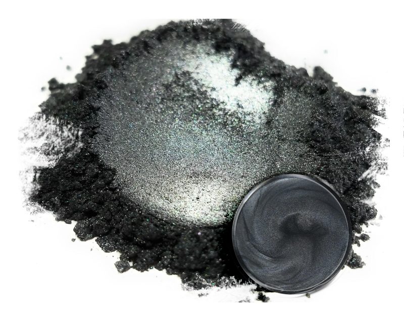 Eye Candy Mica Powder Pigment swirl chip for epoxy resin in Tanto Grey.